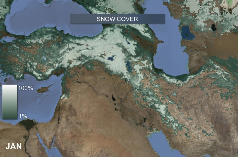 Snow animation: based on the Terra/MODIS 2013 dataset