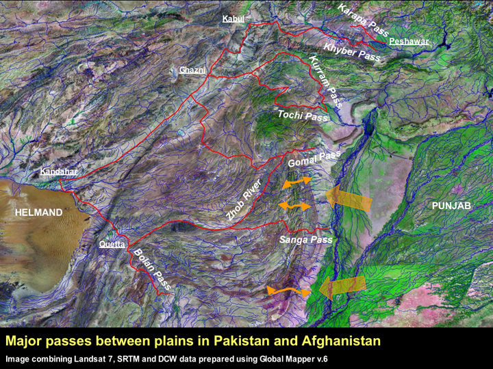major passes between plaines in Pakistan and Afghanistan