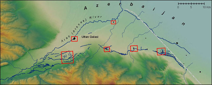 Mughan Steppe, canals and fortified sites