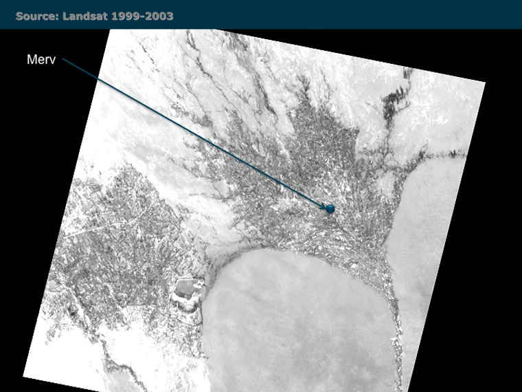 A Landsat 7 Image of the Murghab delta region.