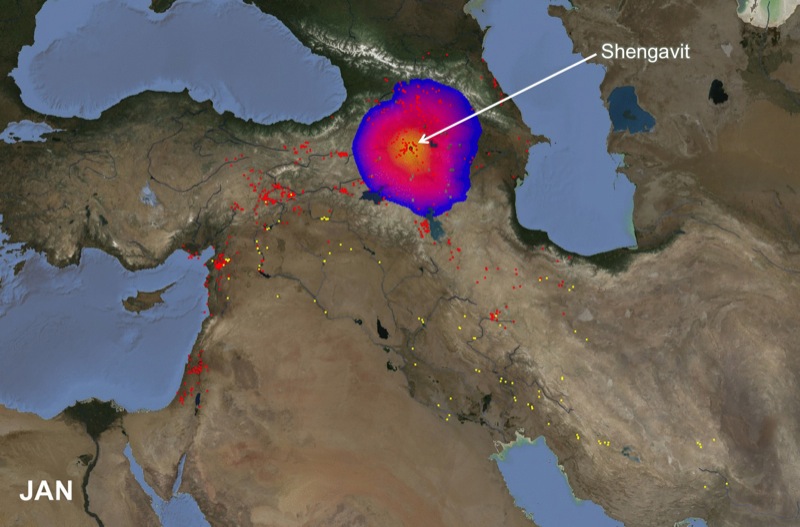 Seasonal model of walking reach for Shengavit